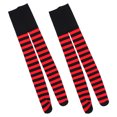 thumbnail image 5 of CIMAXIC 2 Paires de Chaussettes de Noël Rayées pour Femmes Chaussettes Hautes Rouges et Noires au-Dessus du Genou Bas de Vacances Réchauffeurs d'Hiver pour Accessoires de Costume de Fête d'Halloween de Noël, 5 of 5