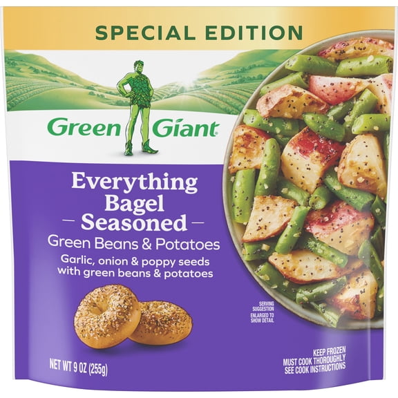 Green Giant Special Edition Simply Steam Seasoned Veggies - Everything Bagel Green Beans & Potatoes, 9oz (Frozen Vegetables)