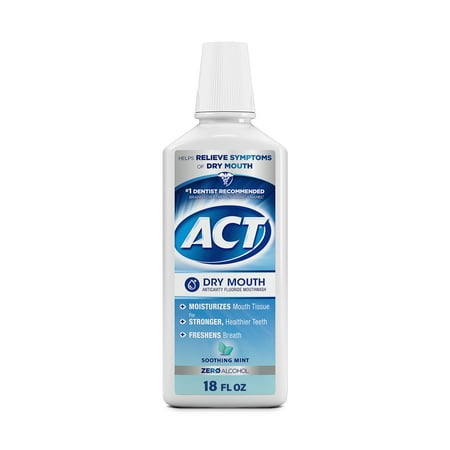 ACT Dry Mouth Anticavity Fluoride Mouthwash, Soothing Mint, 18 fl. oz.
