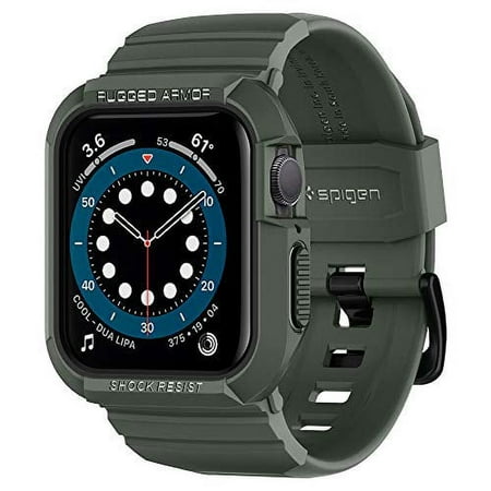 Spigen Rugged Armor Pro Designed for Apple Watch Band with Case for 44mm Series 6/SE/5/4 - Military Green