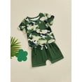thumbnail image 4 of Aojekbee Toddler Boys Summer Outfits Dinosaur Print Camouflage Short Sleeve T-Shirts Tops Elastic Waist Shorts 2Pcs Clothes Set, 4 of 10