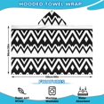 thumbnail image 2 of Black and White Zigzag Pattern Hooded Bath Towel，60"x35" for Ages 3 To 12 Kids, Quick Dry Lightweight Soft Microfiber Hood Beach Towel Cover Up for Kids, 2 of 7