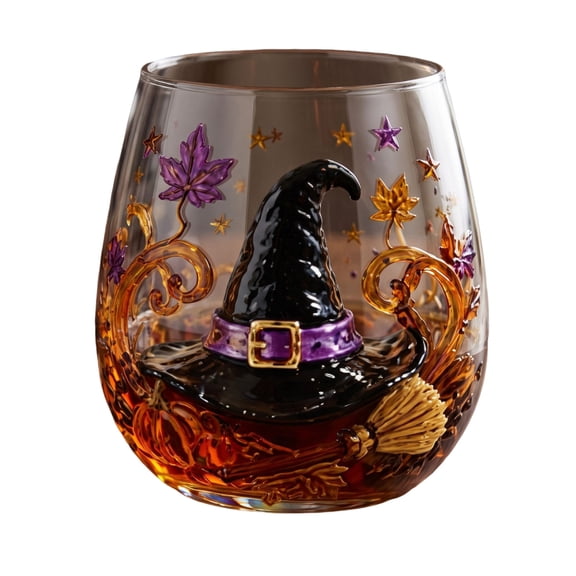 JHyouerji Clear Glass Tumbler,15oz Halloween Haunted House Printed Clear Glass Tumbler Multipurpose Wine Whiskey Cocktail Cup Reusable Holiday Party Table Decor