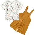 thumbnail image 2 of ZOEREA Toddler Girl Clothes, 2Pcs Baby Girl Outfits Spring/Summer Stripe/Floral T-Shirt+Bib Overall Shorts Clothing Set 1-5T, 2 of 8