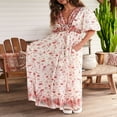 thumbnail image 3 of Robe de Fête Florale pour Femmes avec Manches Courtes et Col en V Profond, 3 of 9