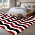 thumbnail image 5 of Abstract Waves Washable Living Room Rugs 5'x8', Red Black Water Ripple Stripes Low Pile Throw Large Area Rug Non-Slip Sturdy Edge Binding Carpet for Living Room Kitchen Office, 5 of 9