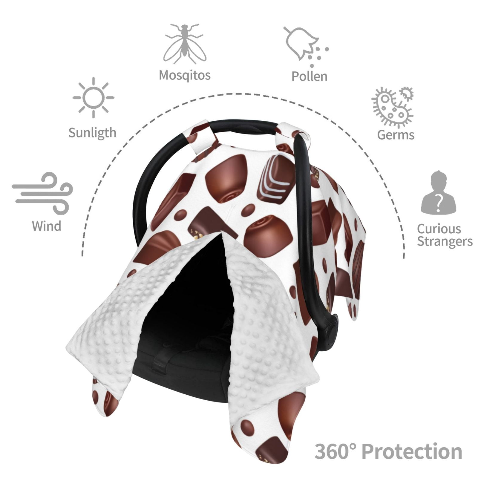 Car Seat Cover Baby - Chocolate Pattern No.9040 Breathable Infant Car Seat Cover for Baby Carseat, Lightweight Comfort Baby Essentials Must Haves Newborn Stuff for Girl Boy
