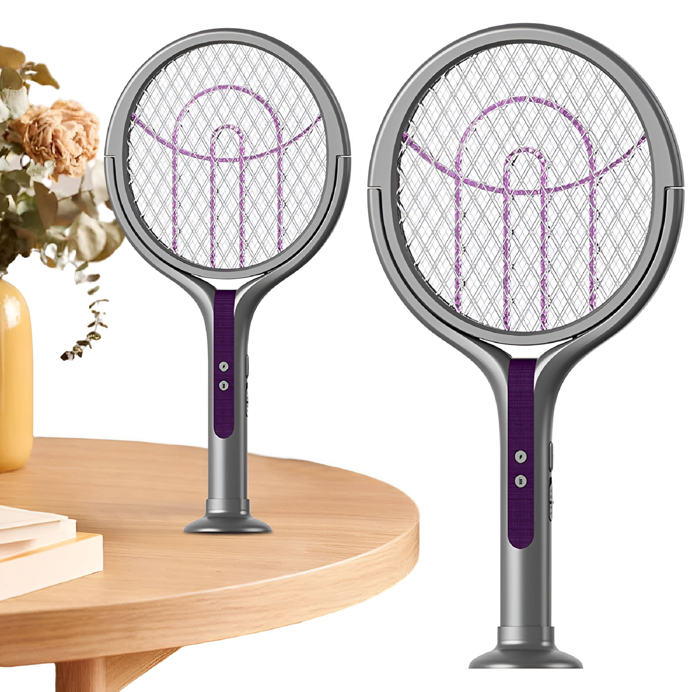 HIBIBUD 2026 New Rotating Head Bug Zapper Racket Electric Fly Swatter for Indoor (Short Type) for Homes, Kitchens, Offices, Living Rooms, Pest Control, Fly and Insect Removal.
