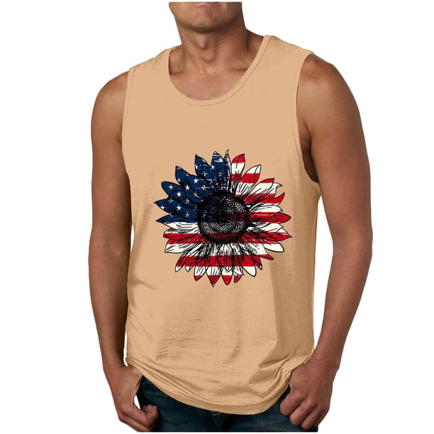 Tanques para Hombre para el Verano Solto Chaleco Impresión Deportivo Cuello Redondo, Casual