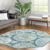 Unique Loom Paragon Collection Area Rug - Grayson (4' Octagon Gray and Blue/Ivory)