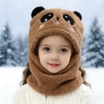 thumbnail image 2 of AJGRHE Scarf Hat for Kids Warm Kids Earflap Hat With Scarf Winter Boys Girls Toddler Cold Weather Knitted Coffee One Size, 2 of 4