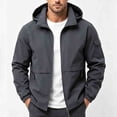 thumbnail image 6 of LYSMORA Mens Hooded Softshell Jacket Cargo Sleeve Pocket Zipper Side Pockets Elastic Cuff Windproof Daily Outdoor Coat, 6 of 7