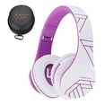 thumbnail image 1 of Auriculares Over-Ear Bluetooth PowerLocus, inalámbricos y plegables con micrófono, ranura Micro SD, FM. iPhone/Samsung/iPad/PC (Blanco/Violeta), 1 of 3