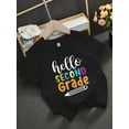 thumbnail image 1 of Girls' Cotton Crew Neck T-Shirt with “Hello Second Grade“ Print - Casual Summer Top, Soft Knit Fabric, Regular Fit, White with Colorful Lettering, Everyday Tshirt, Cotton Fabric, 1 of 6