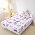 thumbnail image 3 of jejeloiu Cartoon Ribbon Bows Queen Sheet Sets,Purple Fruit Cherries Bed Set For Bowknot Girl 4pcs, 3 of 6