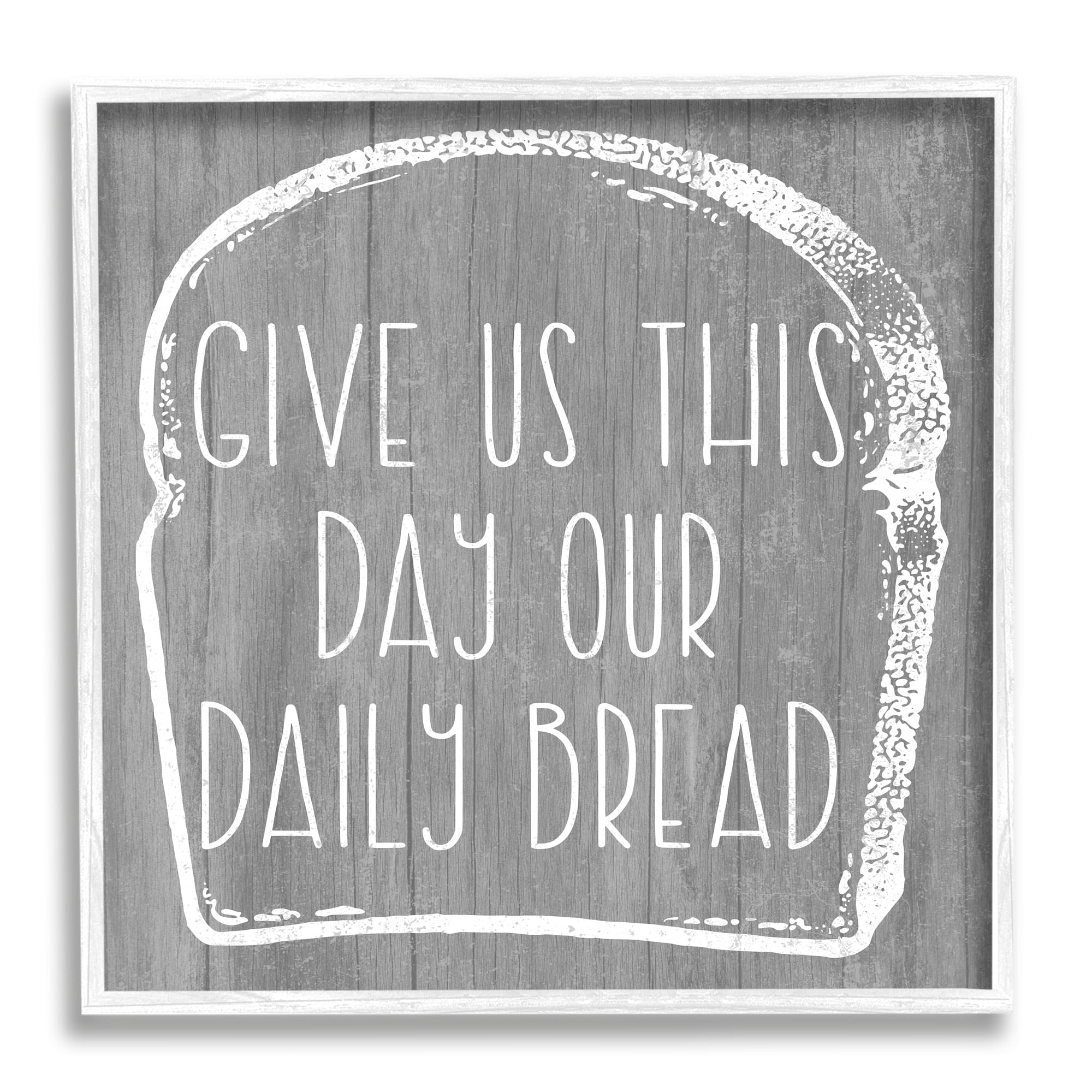 Stupell Industries Our Daily Bread Fun Religious Kitchen Phrase Graphic Art White Framed Art Print Wall Art, Design by Daphne Polselli