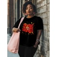 thumbnail image 2 of Women's T-Shirt It's Fine I'm Fine Everythimg Ls Fine Explosion Pop Art Short Sleeve Casual Tee Classic Crew Neck T Shirt for Women Black, M, 2 of 7