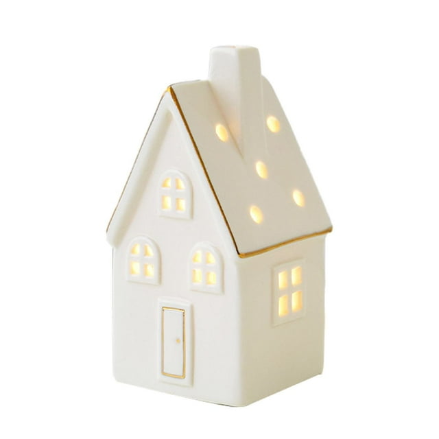 Fall Decor Outdoor Christmas Village Ceramic White Christmas Village Houses Christmas Light Up Village Houses Light Up Small Porcelain Village House For Home Decor Winter Holiday DIY Gift