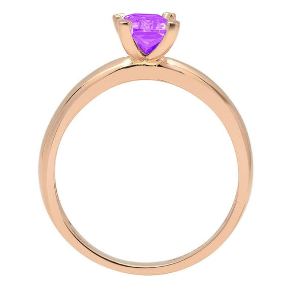1 ct Emerald Cut Natural Amethyst Solitaire Engagement Ring for Women in 18K Rose Gold
