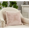 thumbnail image 2 of Fennco Styles Plush Faux Rabbit Fur Pom Pom Decorative Filled Throw Pillow 18" W x 18" L – Oatmeal Cushion for Couch, Bedroom, Living Room and Office Décor, 2 of 3