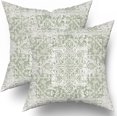 thumbnail image 2 of Light Green Gray Ethnic Boho Throw Pillow Covers 20X20 Inch Set of 2 Bohemian Carpet Pattern Vintage Pillow Cases Grey Floral Pillow Cover Farmhouse Home Decor for Sofa Couch Porch Outdoor, 2 of 5