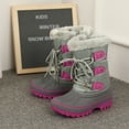thumbnail image 4 of Dream Pairs Boys Girls Toddler Kids Ankle Winter Snow Boots Faux Fur-Lined Soft Boots Shoes Warm FORESTER GREY/FUCHSIA Size 3 Little Kid, 4 of 5