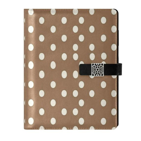 Premium Faux Leather Notebook - Refillable, Multi-Functional Organizer, 23.3x17cm, All-Season Use，White Polka Dots