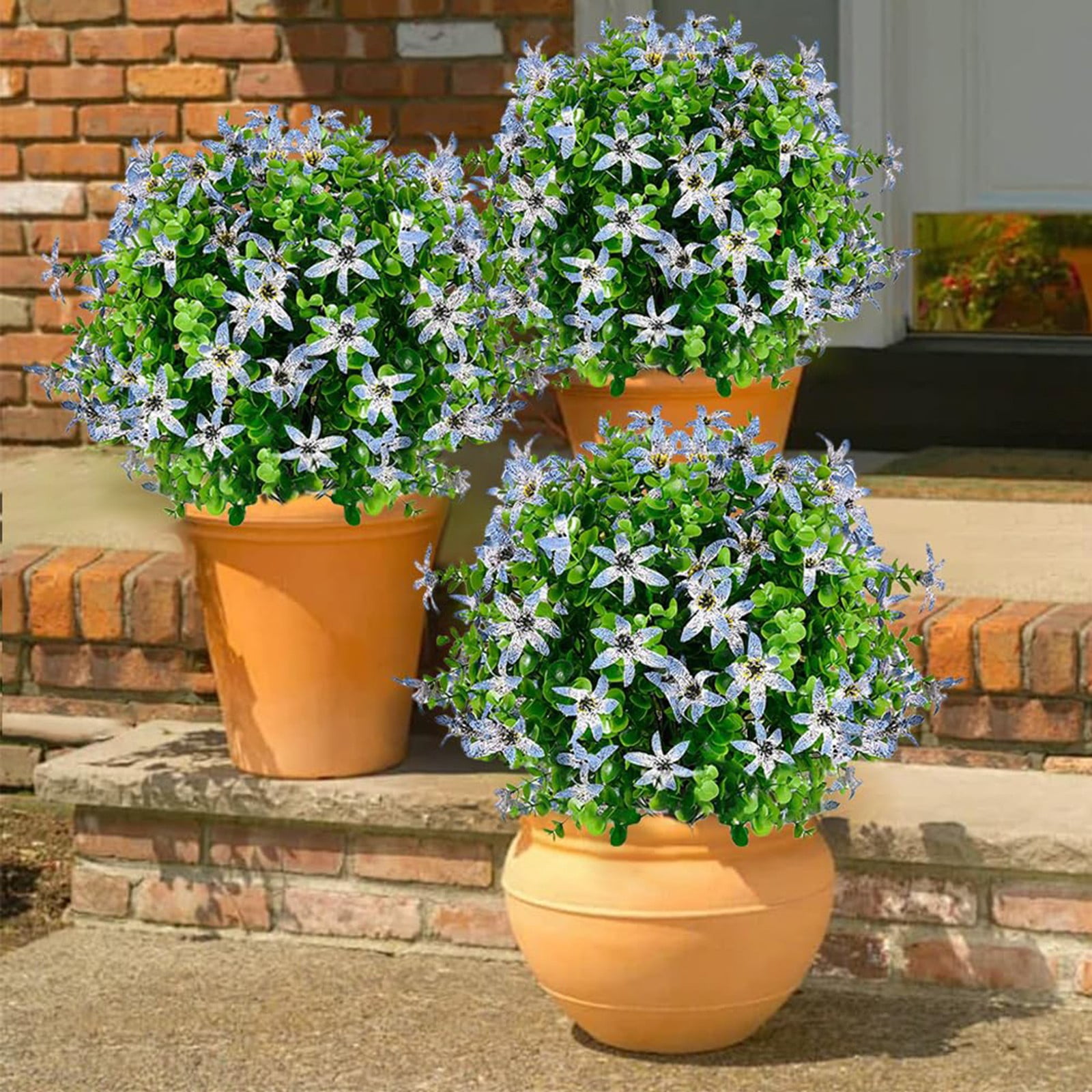23.6in Oncidium Orchid Artificial Topiary Ball, Fall Topiary with Ground Spike, UV Resistant Fall Leaves Flowers Greenery Shrub Fake Plants Fall Decorations for Home for Garden Porch Outdoor Decor B