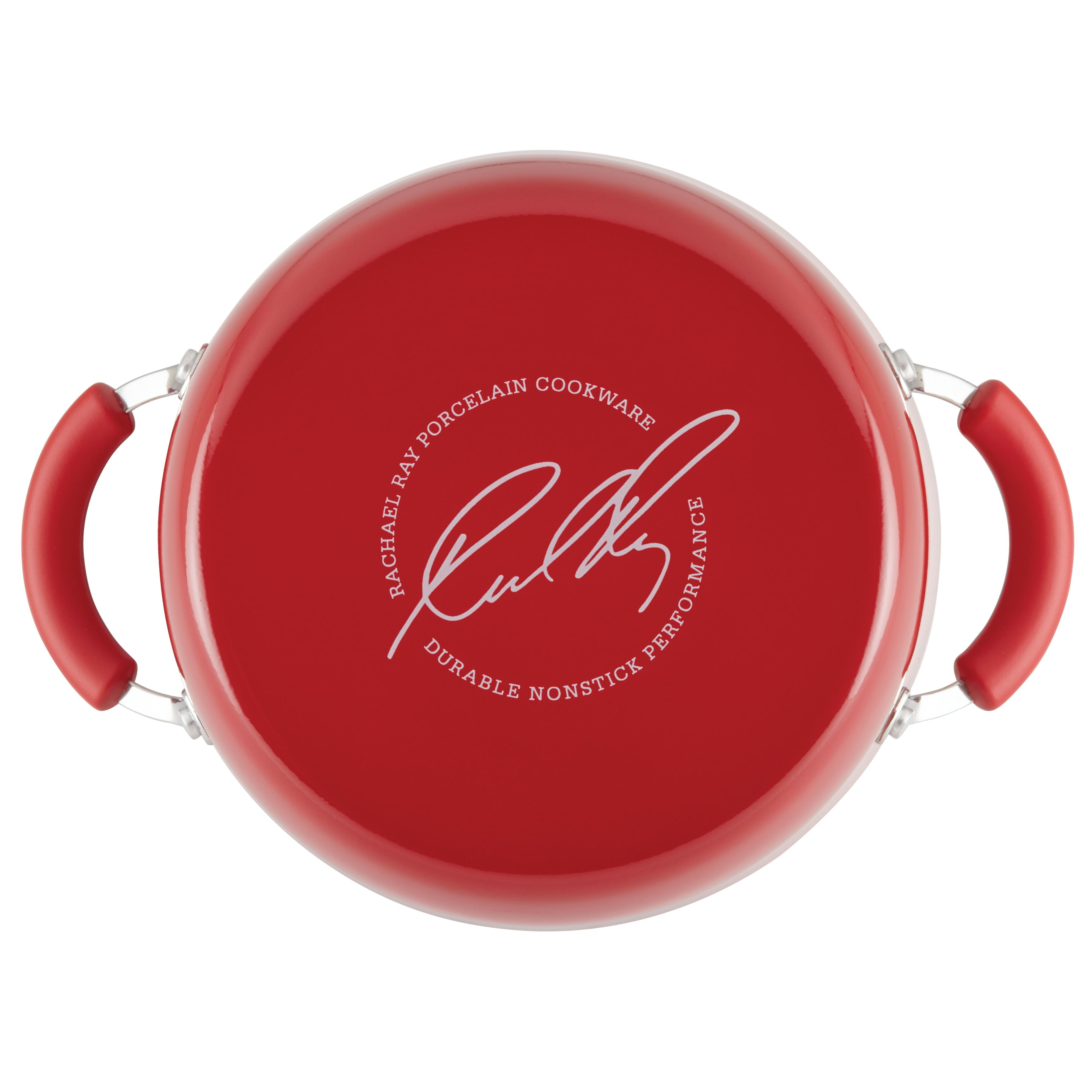 Rachael Ray 16-Piece Classic Brights Porcelain Nonstick Pots and Pans/Cookware Set, Red - image 3 of 6