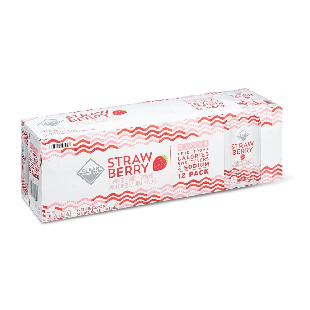 Clear American Strawberry Unsweetened Sparkling Water, 12 fl oz, 12
