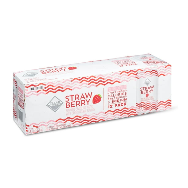 Clear American Strawberry Unsweetened Sparkling Water, 12 fl oz, 12