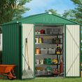 thumbnail image 3 of 8' x 6' Outdoor Storage Shed on Sale, Aiho Shed & Outdoor Storage Clearance, Metal Storage Shed for Outside, Backyard, Garden & Patio - Green, 3 of 10