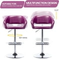 thumbnail image 4 of CQAOE Adjustable Bar Stool with Hollow Back and Arms, Modern PU Leather Swivel Barstool, Airlift Counter Height Bar Chair for Kitchen Dining Room (Purple), 4 of 8