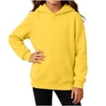thumbnail image 5 of Miluxas Kids Solid Pullover Hoodie for Girls Boys, Hood Sweatshirt with Front Kangaroo Pocket, Soft Long Sleeve Basic Top Yellow 13-14 Years, 5 of 6