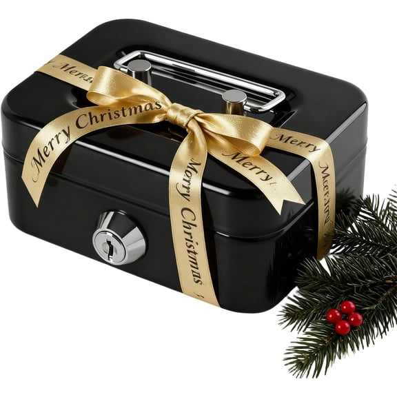 Box with Lock Small Cute Lock Box with Slot Mini Portable Safe Box 4.5"x3.4"x2.4" Black