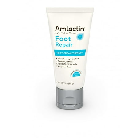 AmLactin Foot Repair Foot Cream Therapy Smooths Rough, Dry Feet Powerful Alpha-Hydroxy Therapy Gently Exfoliates, Lactic Acid (AHA) Softens Tough, Dry Skin, 3 oz. (Best For Dry Skin On Feet)