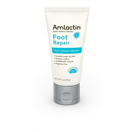 AmLactin Foot Repair Foot Cream Therapy Smooths Rough, Dry Feet Powerful Alpha-Hydroxy Therapy Gently Exfoliates, Lactic Acid (AHA) Softens Tough, Dry Skin, 3 oz. (Best Cream For Dry Skin On Feet)