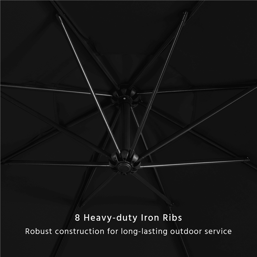Renwick 10Ft Outdoor Patio Offset Umbrella with Crank & Cross Base, Black