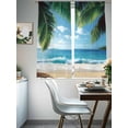 thumbnail image 5 of Sheer Curtains 72 Inches Long, Coastal Ocean Light Filtering Window Curtains for Living Room, Sandy Beach Coconut Tree Blue Sky Scenery Rod Pocket Voile Sheer Curtain Drapes, 52"W x 72"L, 2 Panels, 5 of 8