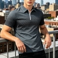 thumbnail image 4 of FRSASU Polo Shirts for Men Loose Fit Short Sleeve Contrast Color Print Quarter-Zip Golf Shirt Summer Spring Casual Tops Gray, 4 of 6