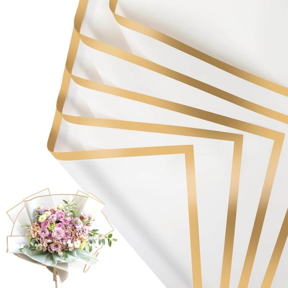 20 Sheets Flower Wrapping Paper Pure Color Flower Bouquet Wrapping Paper for Waterproof DIY Crafts Packaging - 22.8x22.8 inch (White)