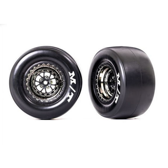 Traxxas 9476X Tires & Wheels (Weld Black Chrome Wheels (2): Rear