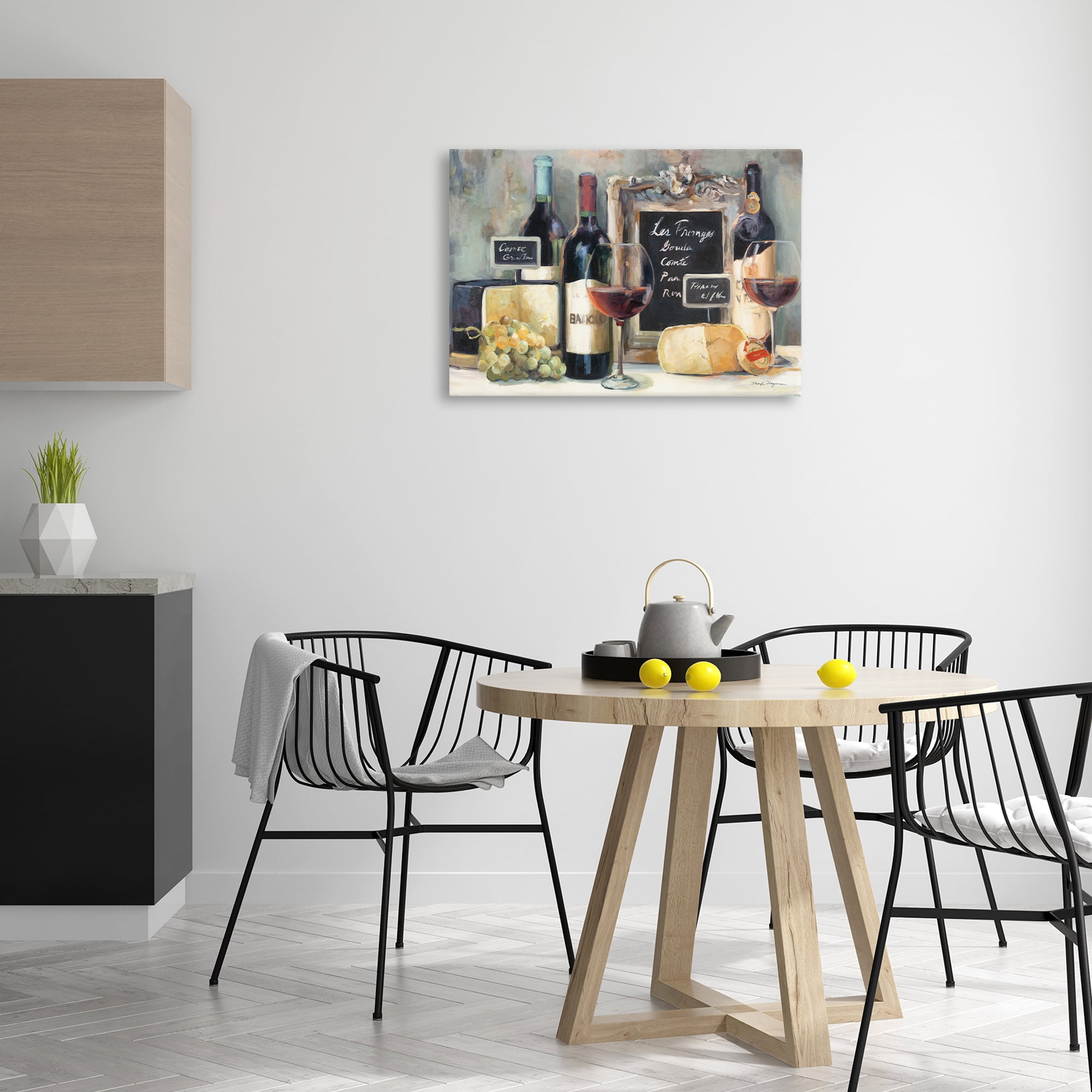 Stupell Industries Parisian Wine & Cheese Food & Beverage Painting Wrapped Canvas Art Print Wall Art, 30 x 20