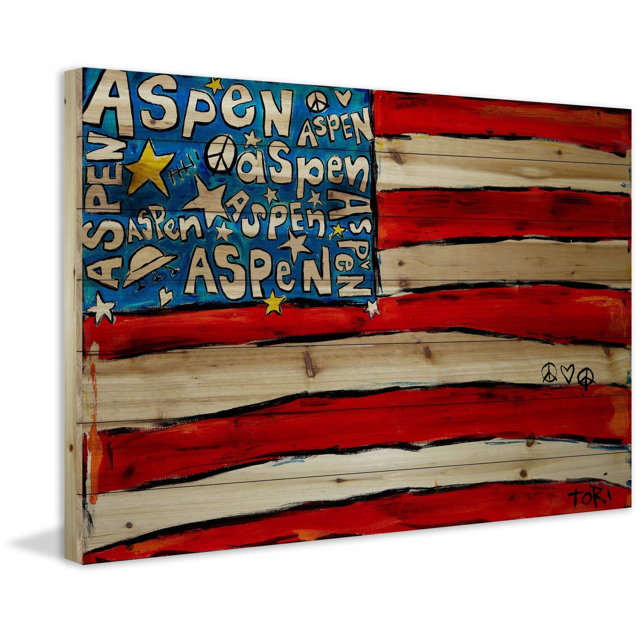Marmont Hill "Aspen Flag" by Tori Campisi Painting Print on Natural Pine Wood
