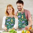 thumbnail image 5 of Green Dinosaurs Palms Volcanoes Pattern Apron-Garden Aprons for Women with Pockets-Cotton Linen Waterproof Kitchen Cooking Gardening Aprons Adjustable for Kitchen,Cooking,BBQ and Salon 33x27 Inch, 5 of 7