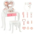 thumbnail image 2 of Costway Kids Vanity Set Makeup Table Chair Set Heart-shaped Mirror Accessories Included, 2 of 10
