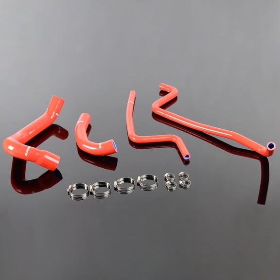 Silicone Radiator Hose Kit Red with Clamps,Fit for Jeep Wrangler TJ 4.0L 1997-2001
