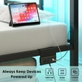 thumbnail image 3 of Fairy Full Size Bed Frame with Charging Station, Metal Frame with Power Outlet & Port, Black, 3 of 8