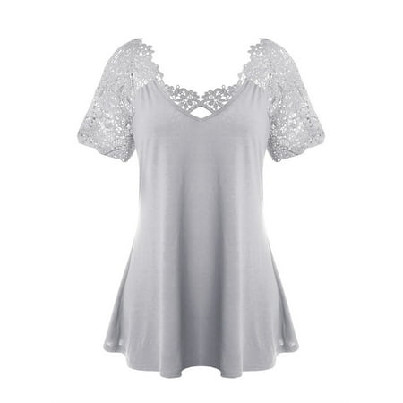 Laser Cut Blouse Black - Lace Stitching Sleeve V-neck Women Casual Shirts Backless Hollow Cut Blouses