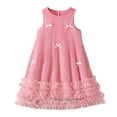thumbnail image 1 of Gtoiithly Robe d'Été pour Filles Sans Manches Superposée Jupe Plissée et Détail Nœud Robe de Fête Robe d'Été Rose 10-11 Ans, 1 of 7
